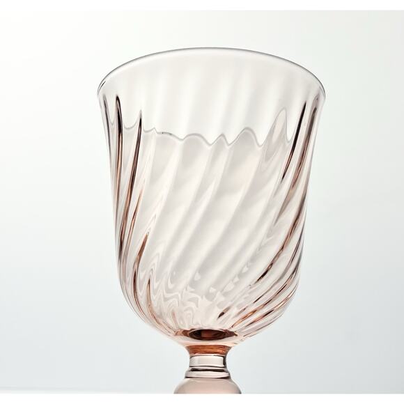 Cristal d’Arques “Rosaline” Set of 9 Wine Glasses 5 3/4” 6oz Pink Swirl, France - Picture 5 of 6